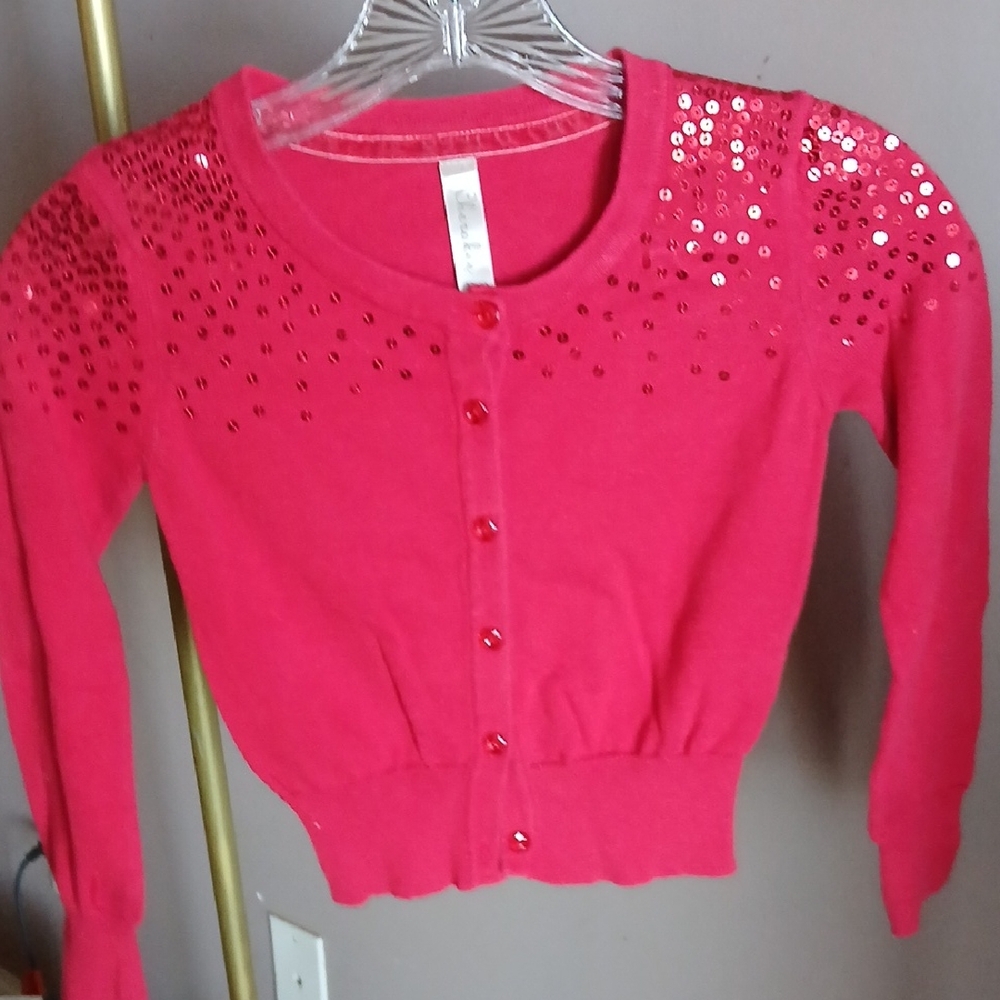 Sequin Embellished Pink Kids Sweater